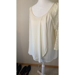 Cato Cream & Lace sleeves Blouse Top